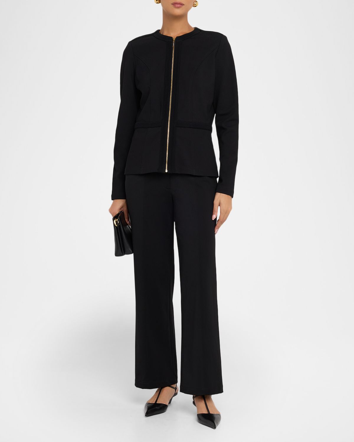 Misook Round Neck Cotton-Blend Jacket | Thumbnail 5 Misook Round Neck Cotton-Blend Jacket | Thumbnail 5