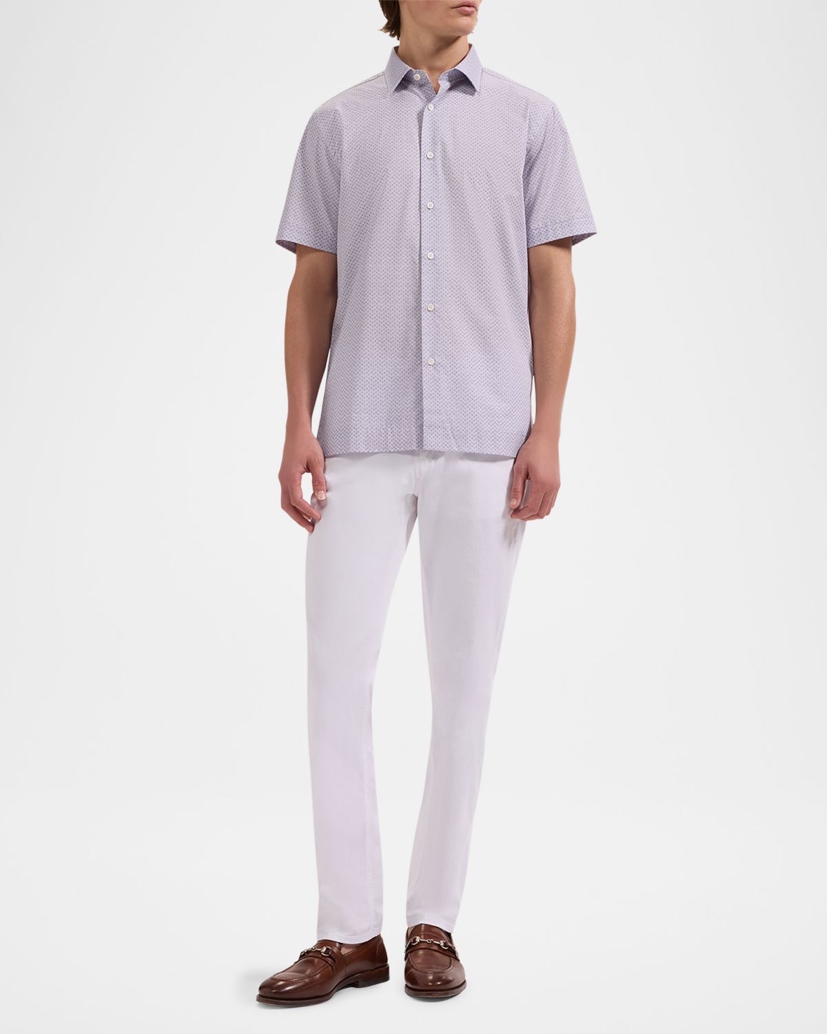 Bugatchi Men 's Orson Floral-Print Cotton Short-Sleeve Shirt