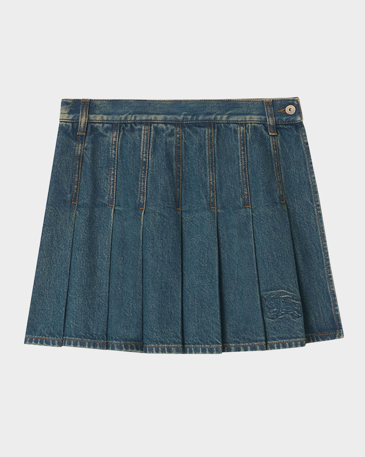Burberry Dahlia Pleated Denim Mini Skirt