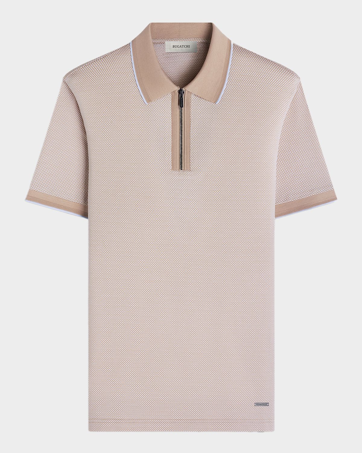 Bugatchi Men 's Micro-Check Quarter-Zip Polo Shirt | Thumbnail 7