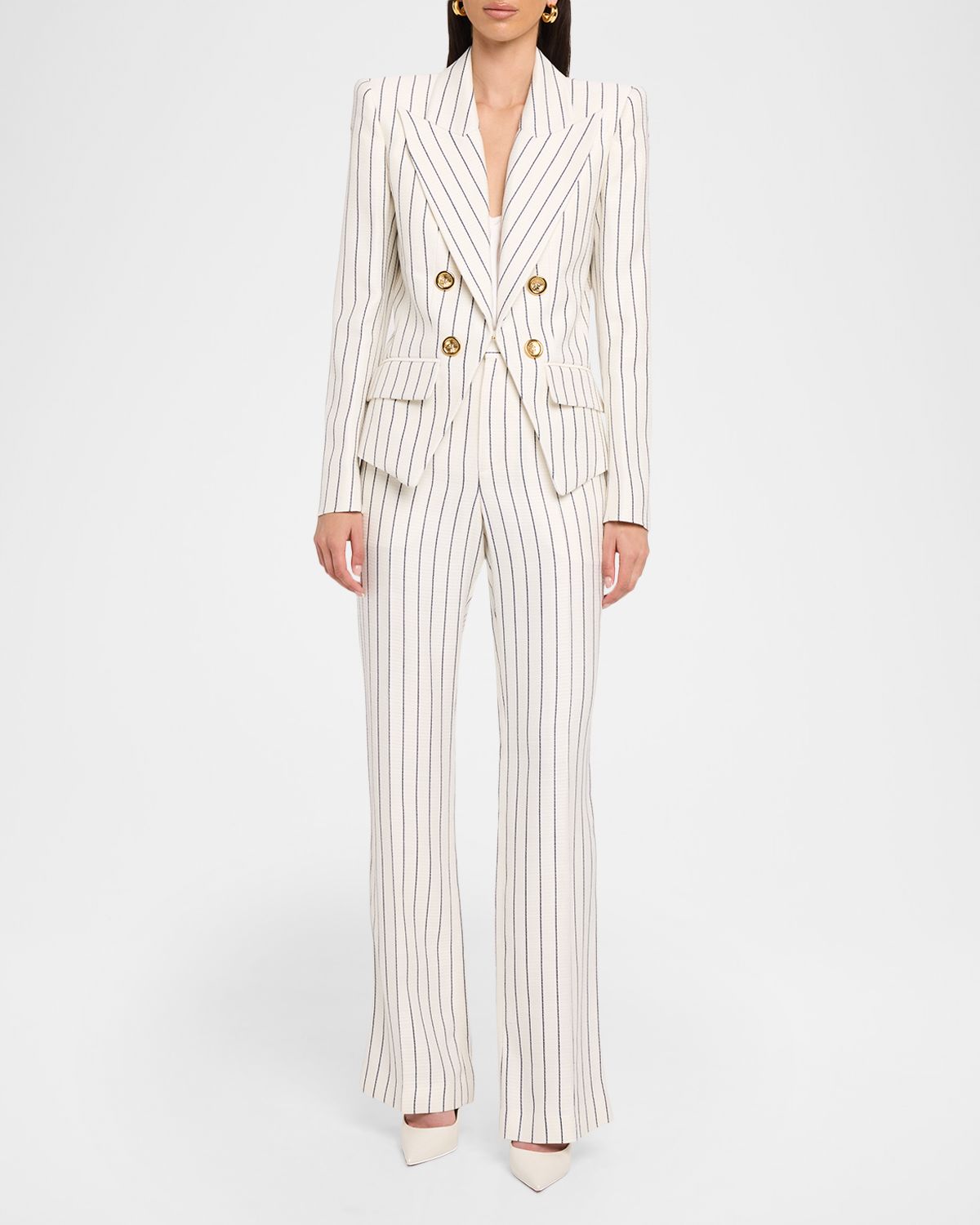 Balmain Pinstripe Straight-Leg Pants