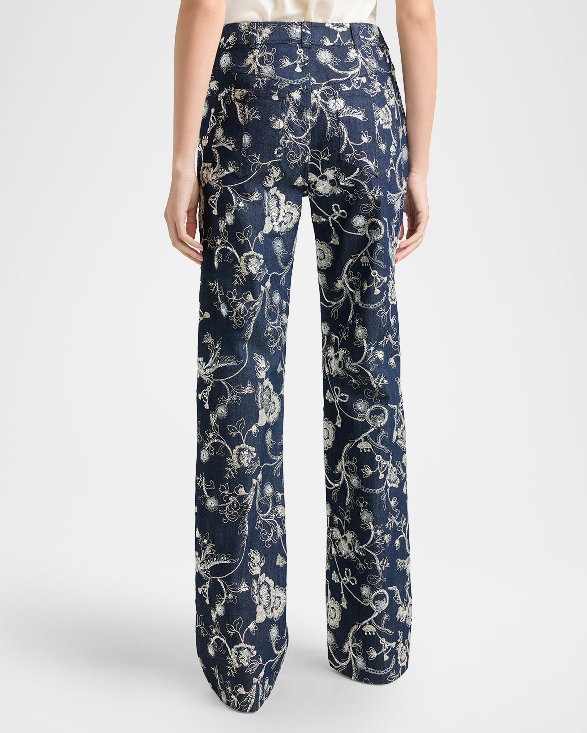 Cinq a Sept Garden Embroidered Straight-Leg Jeans