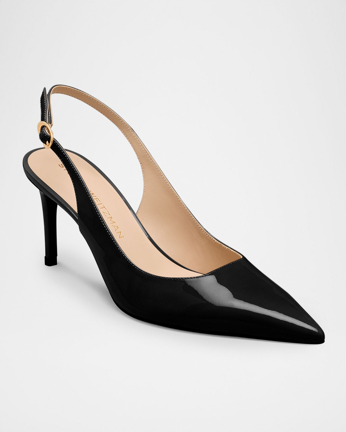 Stuart Weitzman 75mm Stuart Power Patent Leather Slingback Pumps