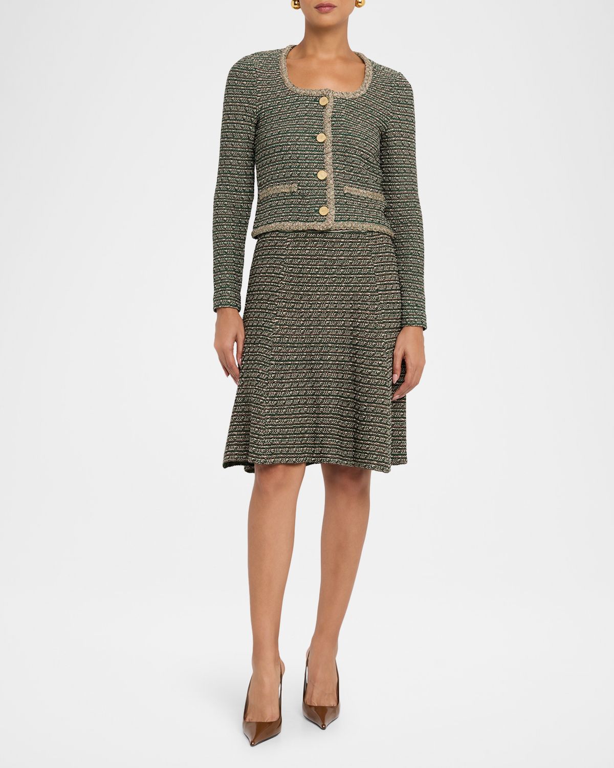 Misook Braid-Trim Tweed Jacket