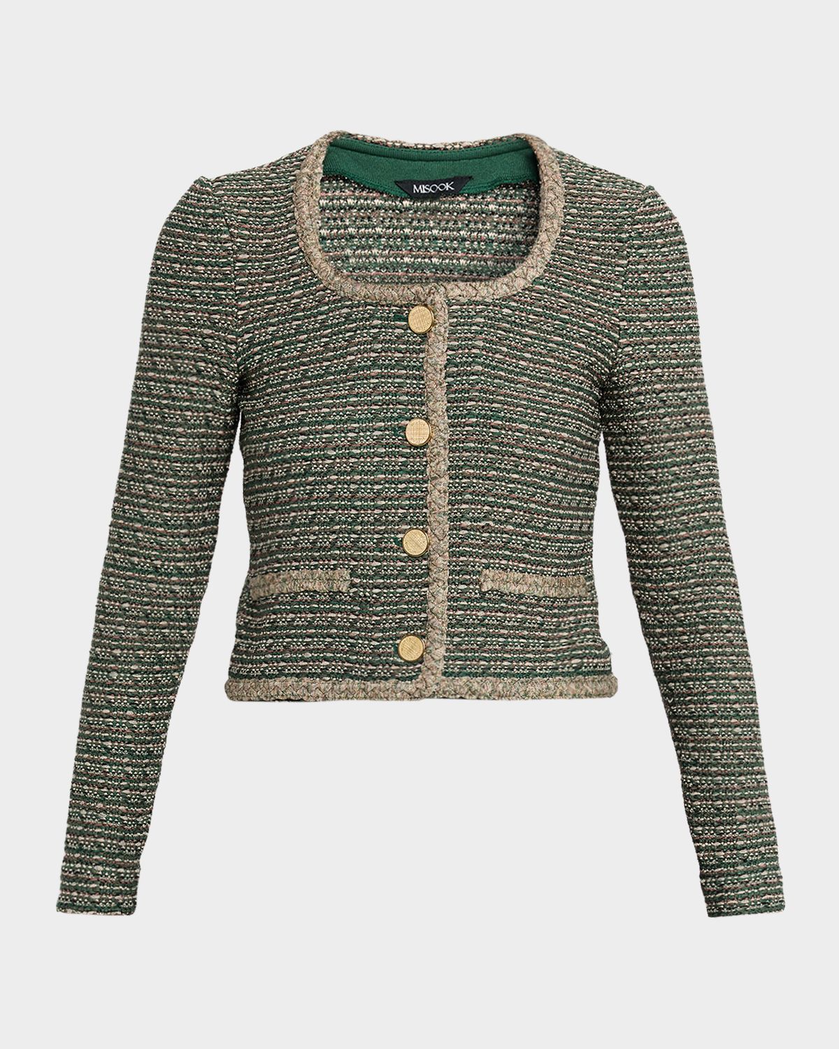 Misook Braid-Trim Tweed Jacket