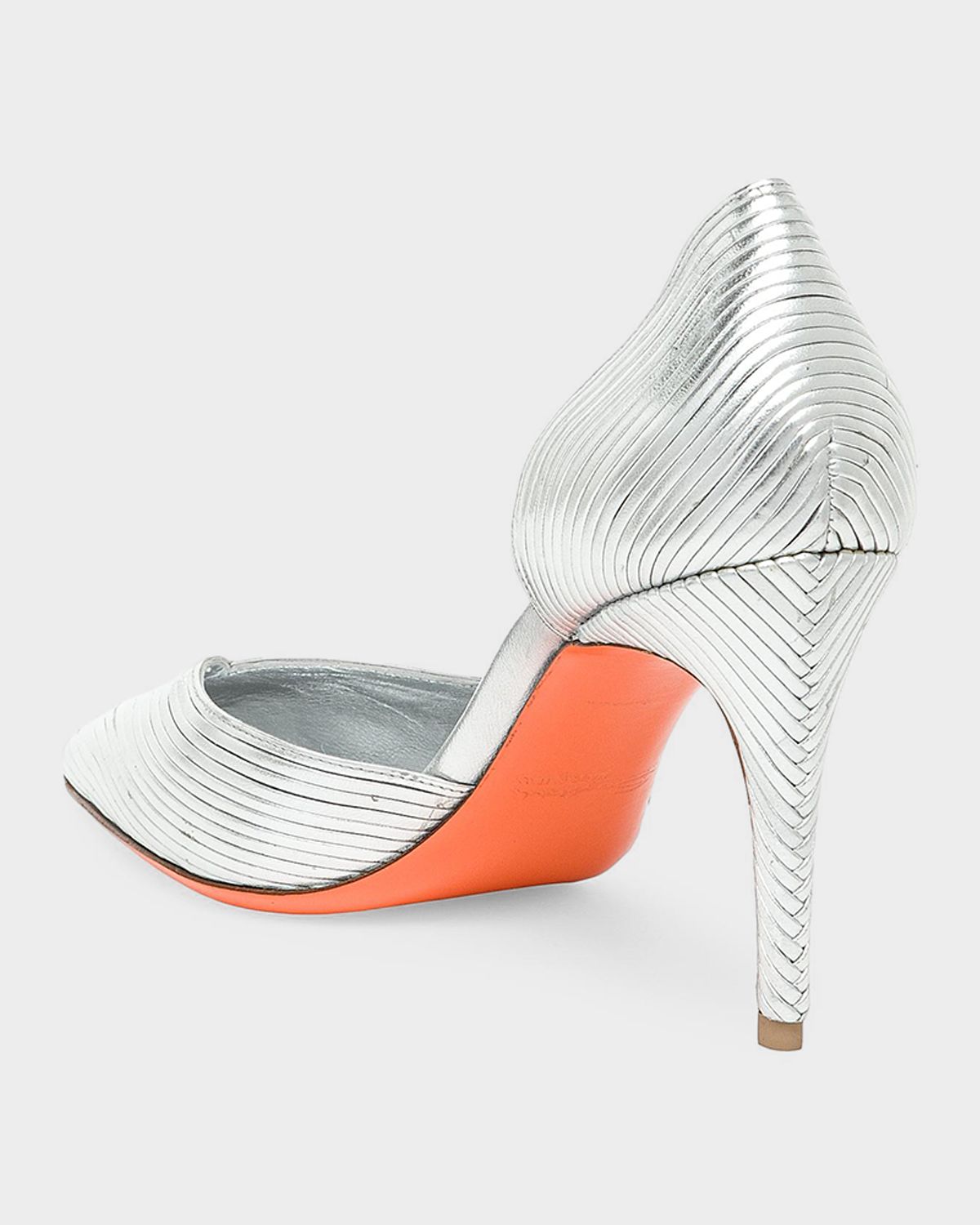 Santoni 85mm Petal Metallic Leather d 'Orsay Pumps