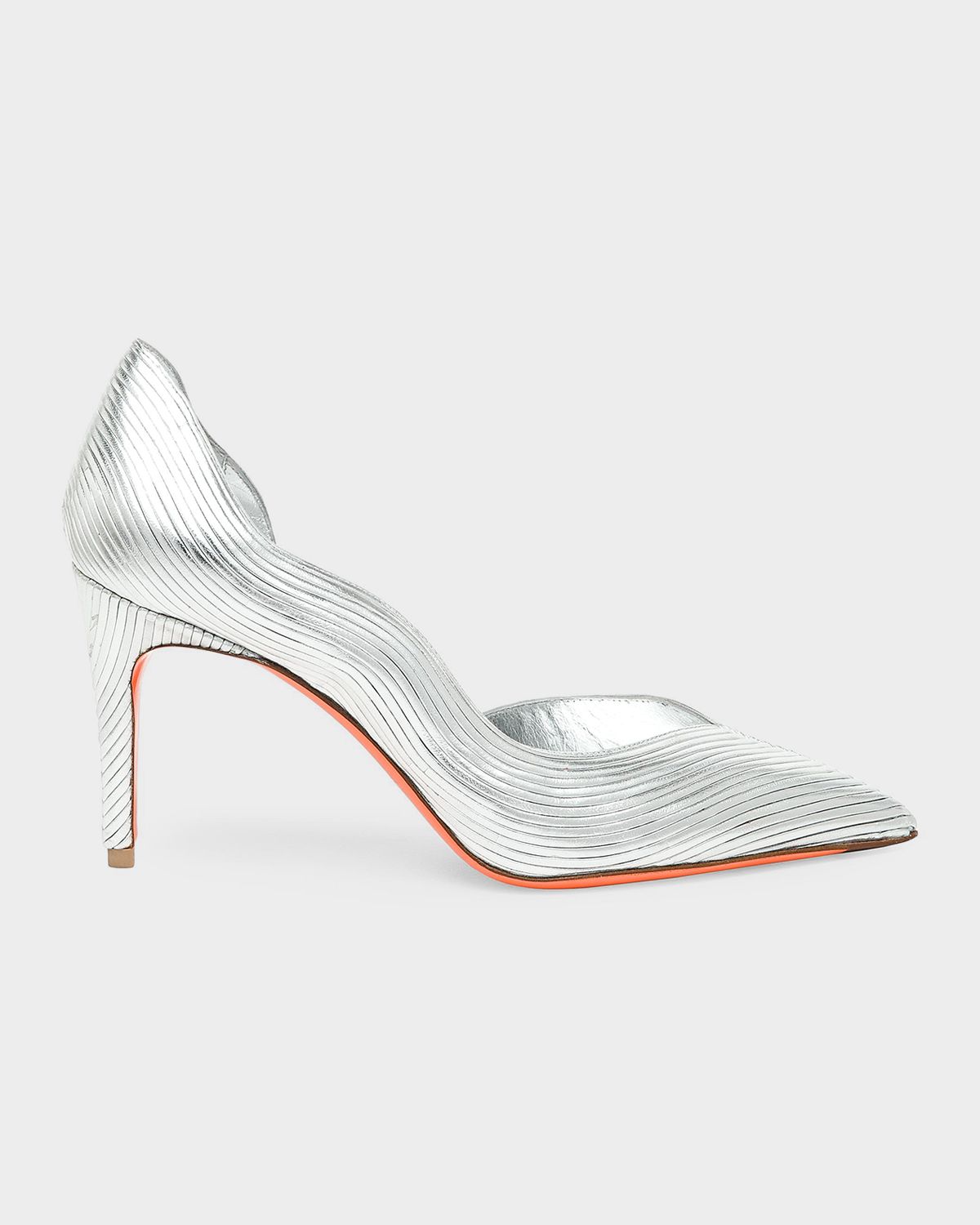 Santoni 85mm Petal Metallic Leather d 'Orsay Pumps