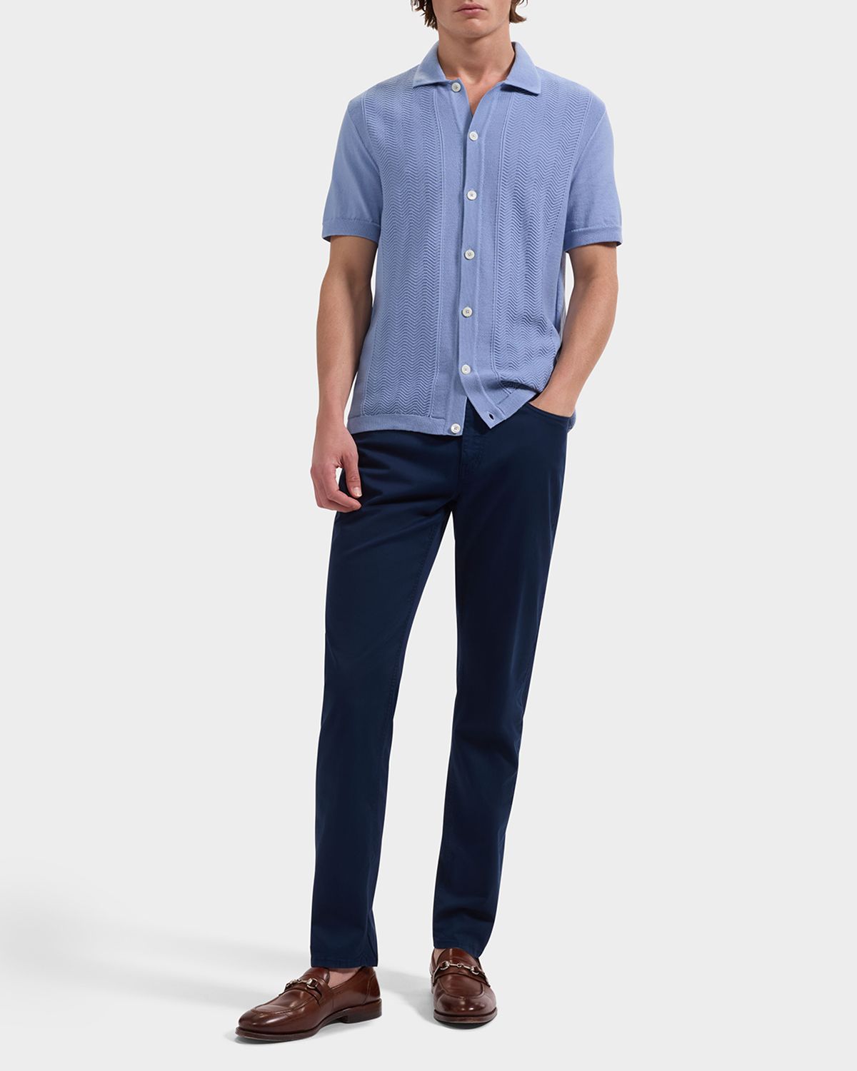 Bugatchi Men 's Chevron Short-Sleeve Polo Sweater