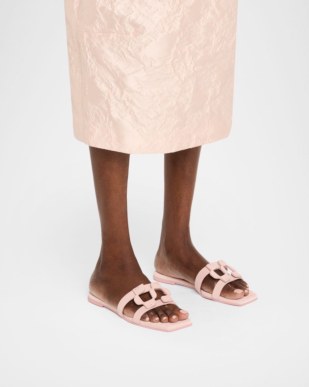SIMKHAI Monogram Suede Flat Slide Sandals | Thumbnail 6 SIMKHAI Monogram Suede Flat Slide Sandals | Thumbnail 6