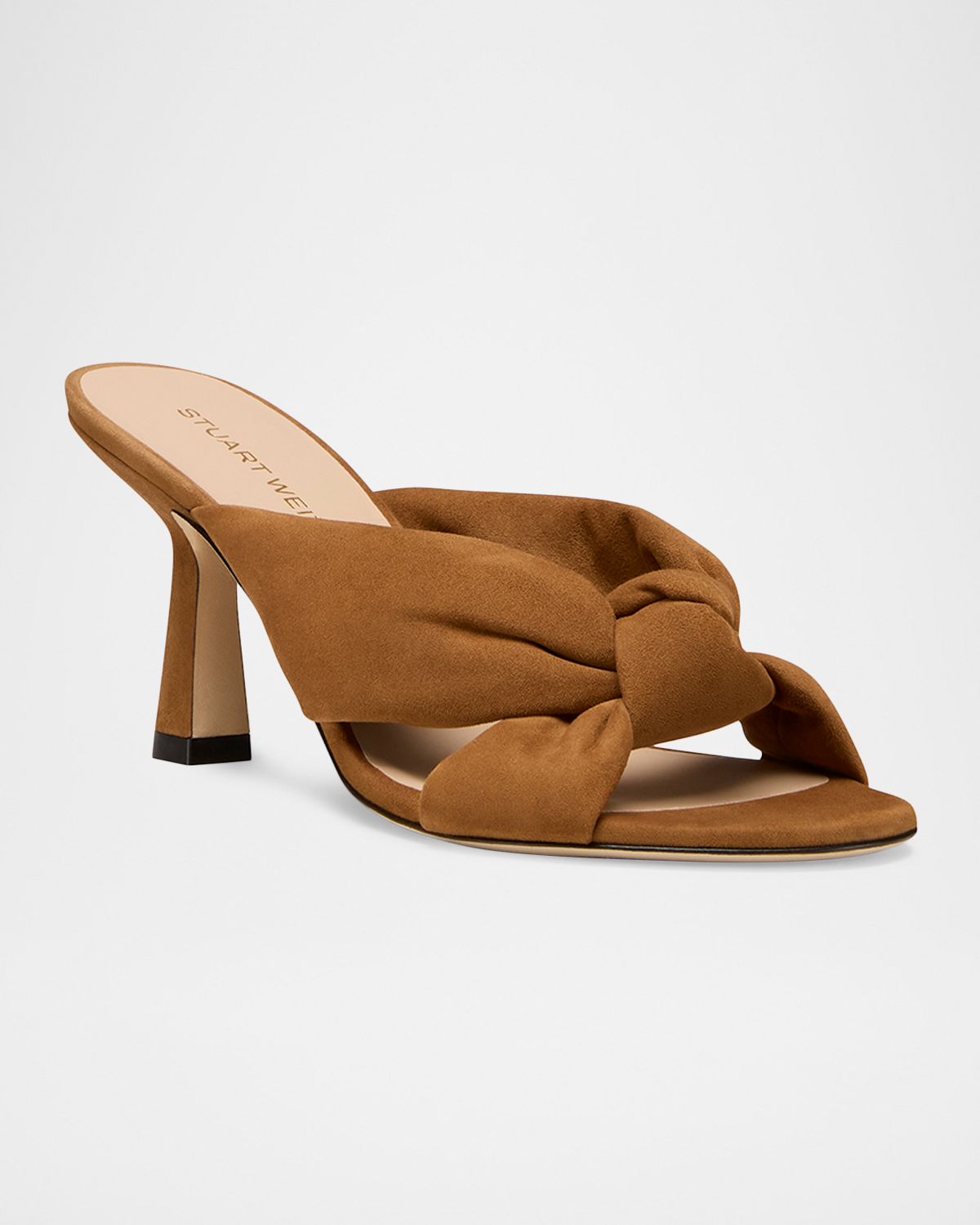 Stuart Weitzman 75mm Soplaya Suede Mule Sandals