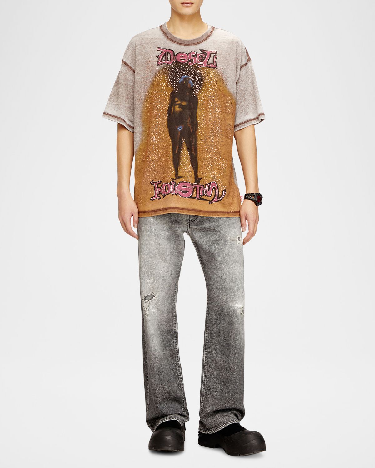 Diesel Men 's T-Boxt-v12 Washed Jersey T-Shirt
