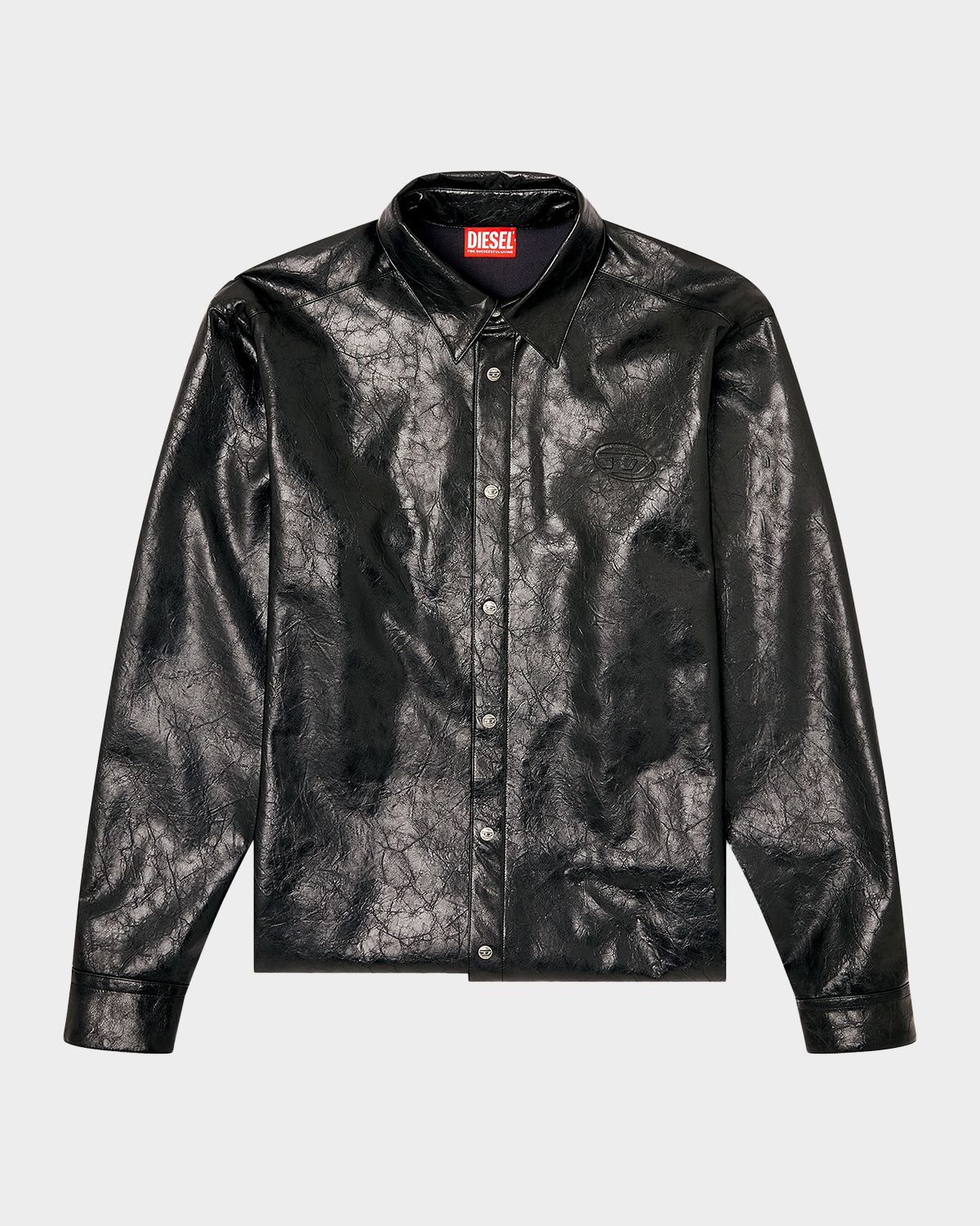 Diesel Men 's Simply-QM Faux Leather Snap-Front Shirt