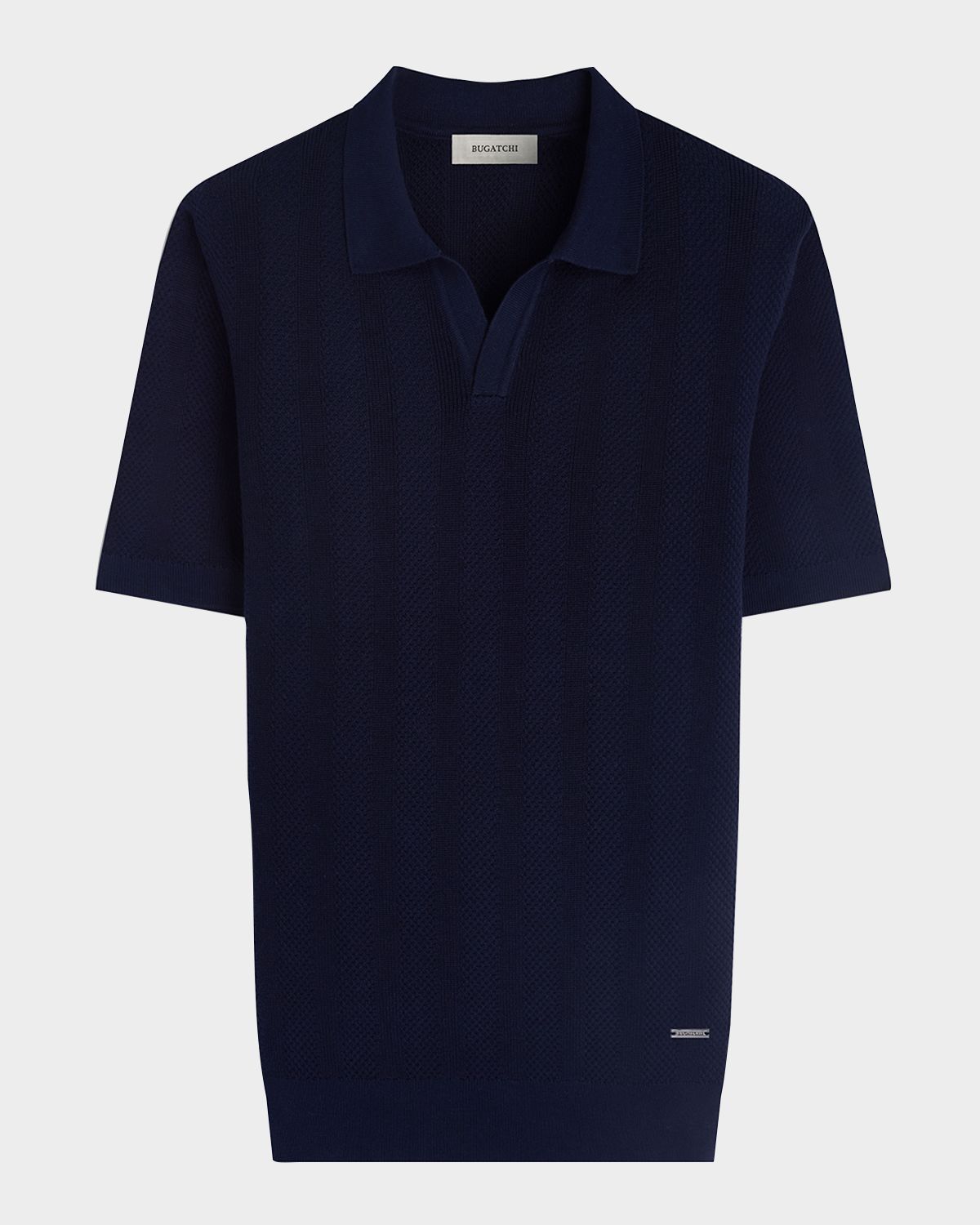 Bugatchi Men 's Textured Stripe Johnny Collar Short-Sleeve Sweater