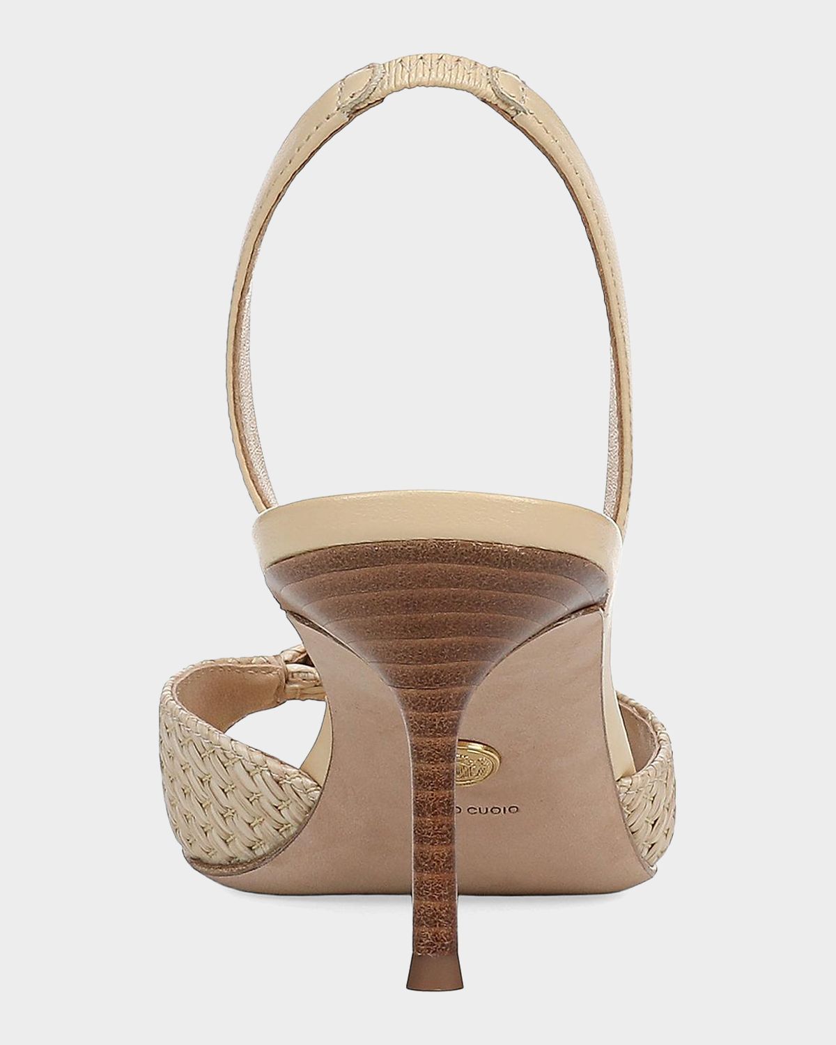 Veronica Beard 65mm Tia Raffia and Leather Slingback Sandals