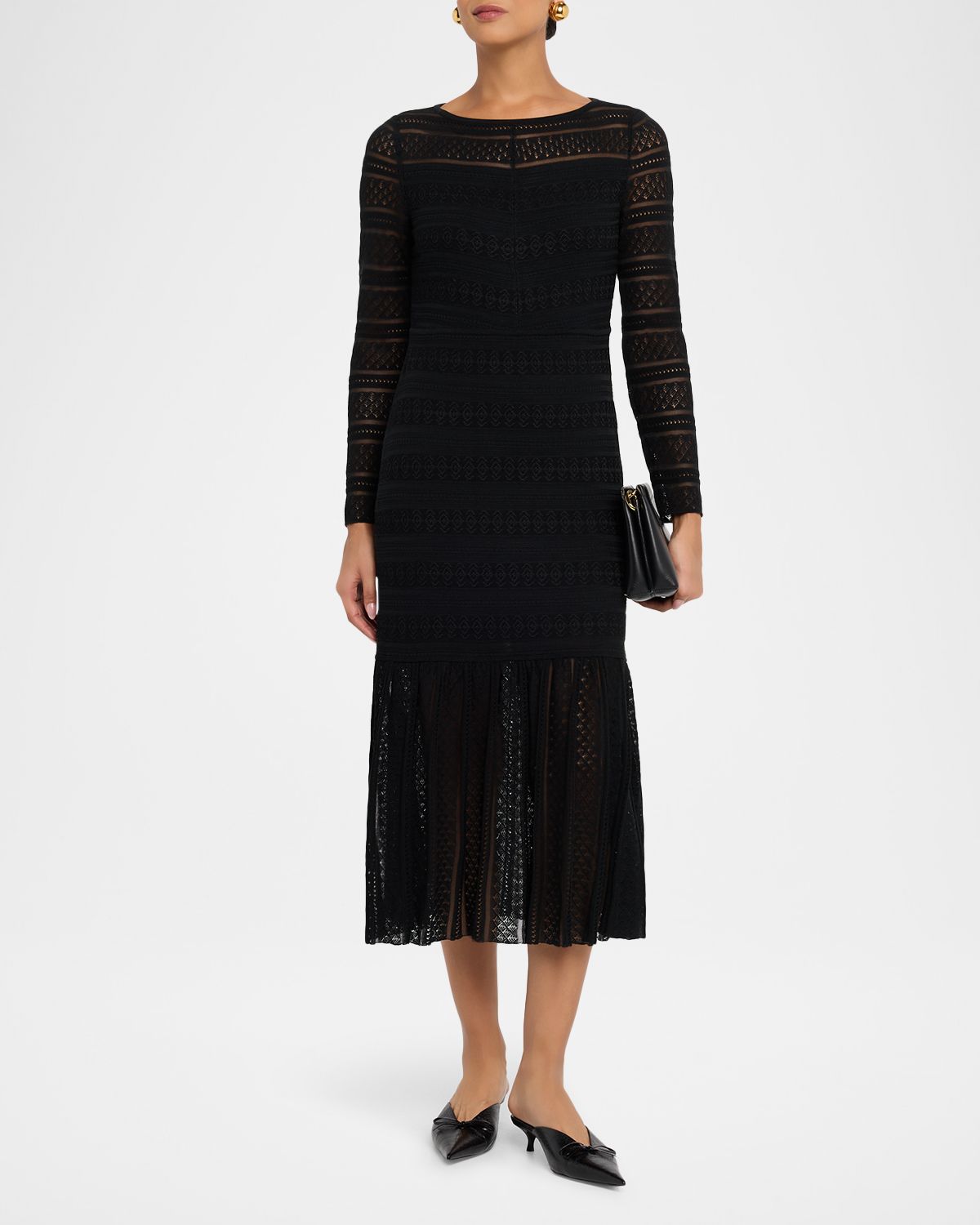 Misook Open-Stitch Knit Midi Dress