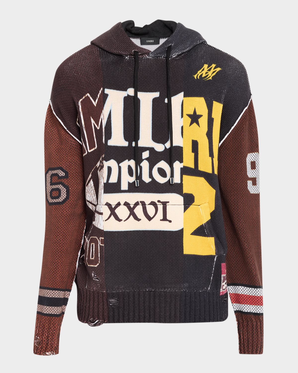 Amiri Men 's Spliced Distressed Cotton Hoodie