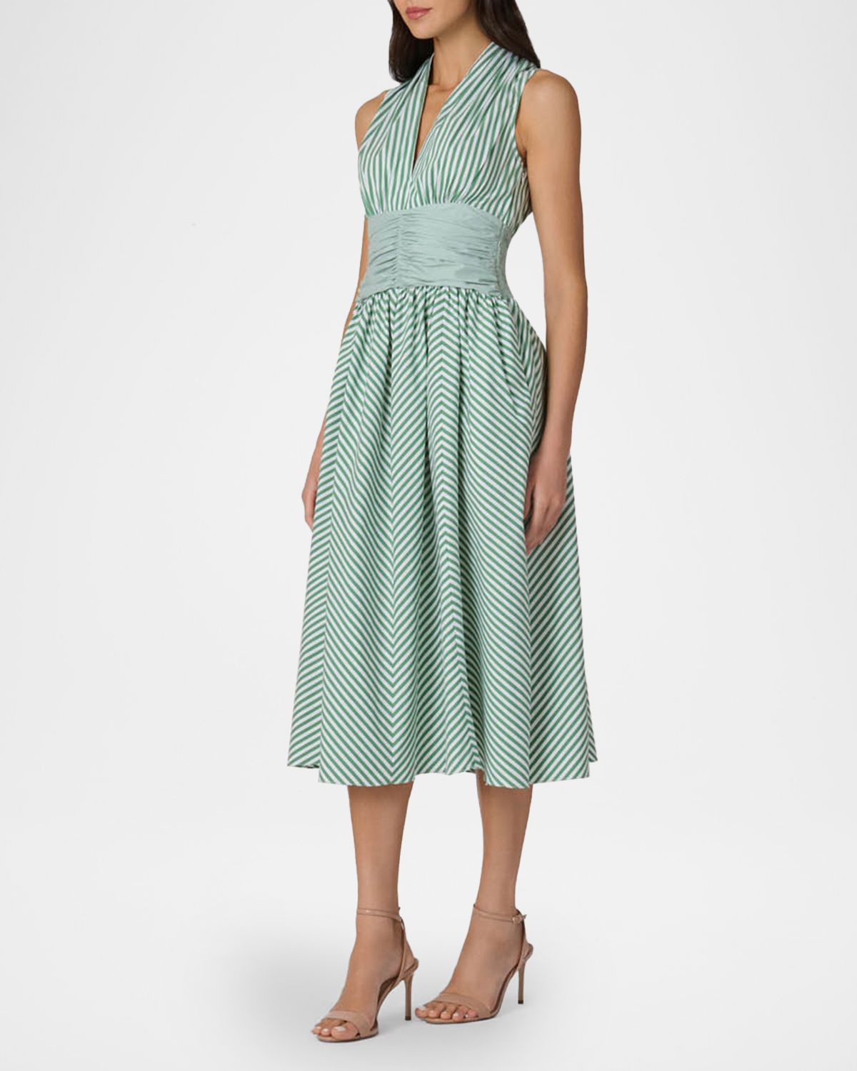 Shoshanna Miriam Chevron-Print Halter Midi Dress