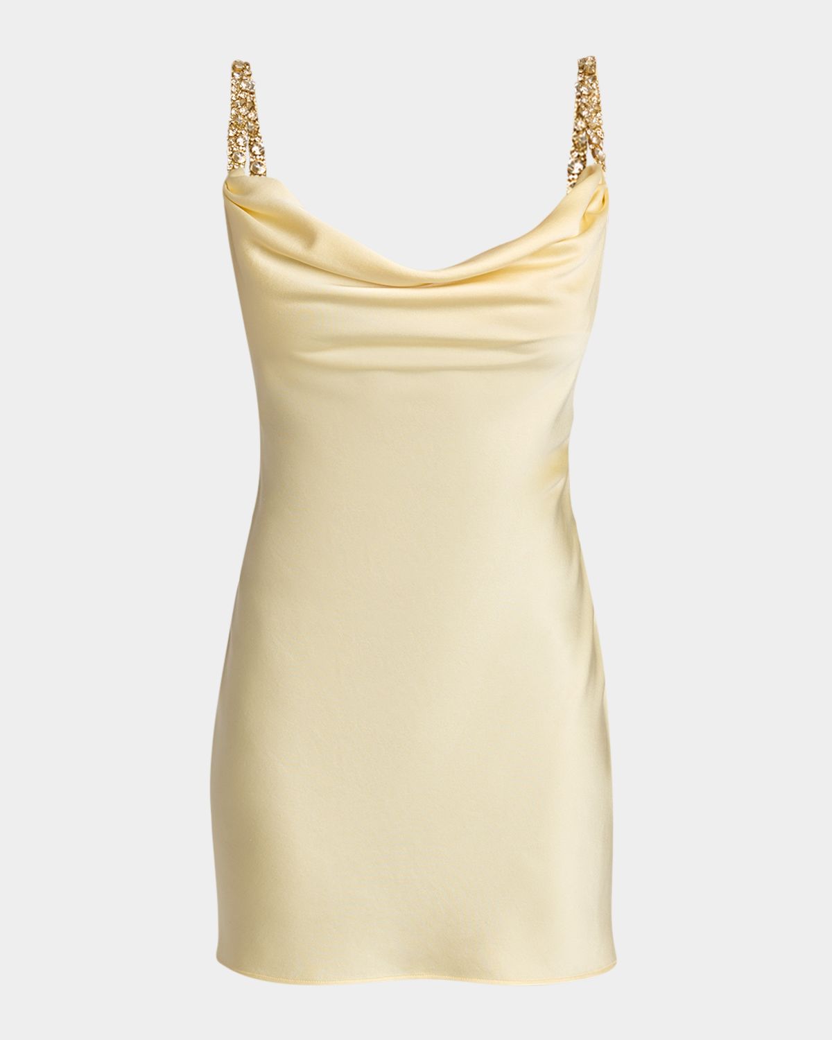 Balmain Crystal-Strap Cowl-Neck Satin Mini Dress