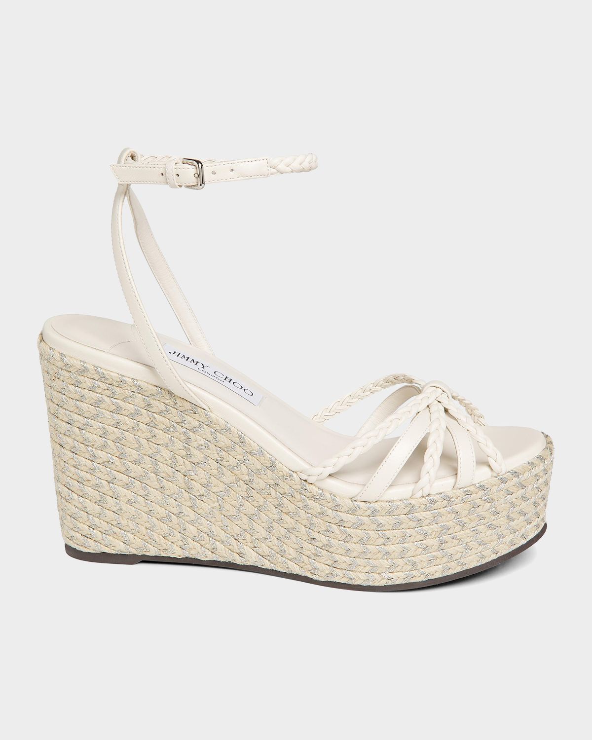 Jimmy Choo 100mm Dree Leather Espadrille Wedge Sandals | Thumbnail 7