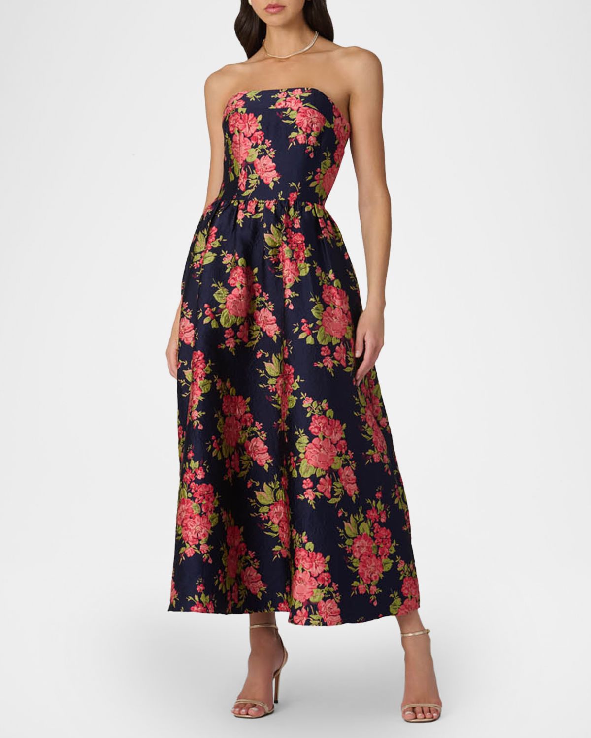 Shoshanna Dana Strapless Floral Jacquard Maxi Dress