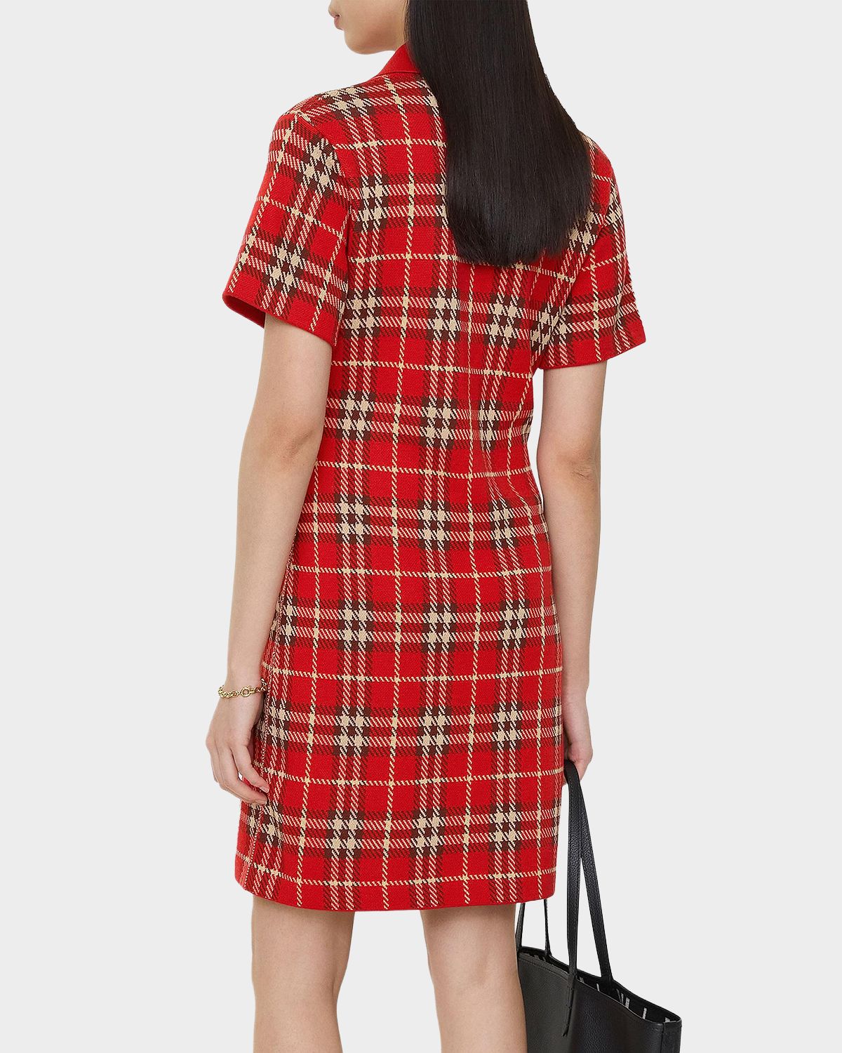 Burberry Dina Check Wool-Blend Mini Polo Dress