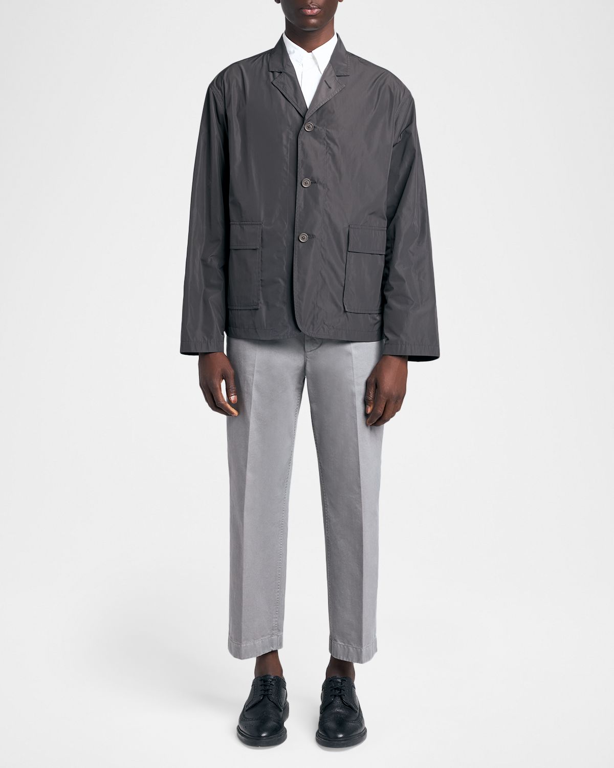 Thom Browne Men 's Packable Logo-Print Shirt Jacket