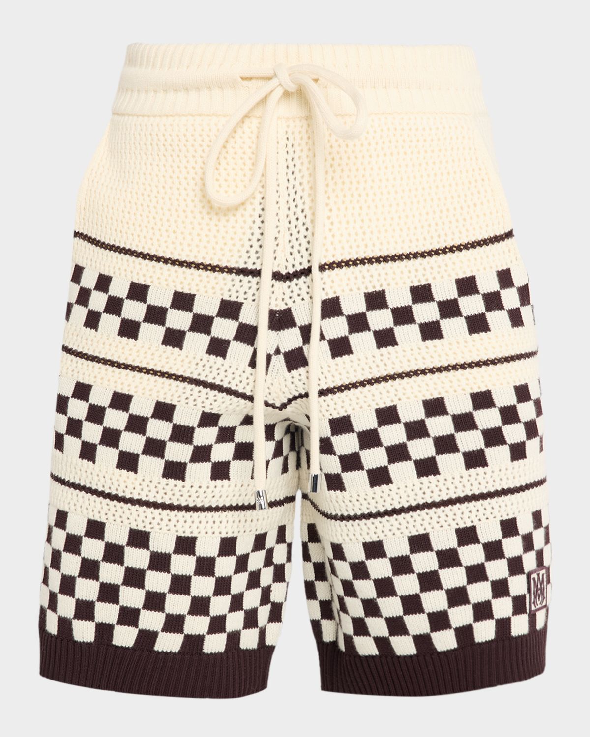 Amiri Men 's Wool Mesh Knit Checkerboard Shorts