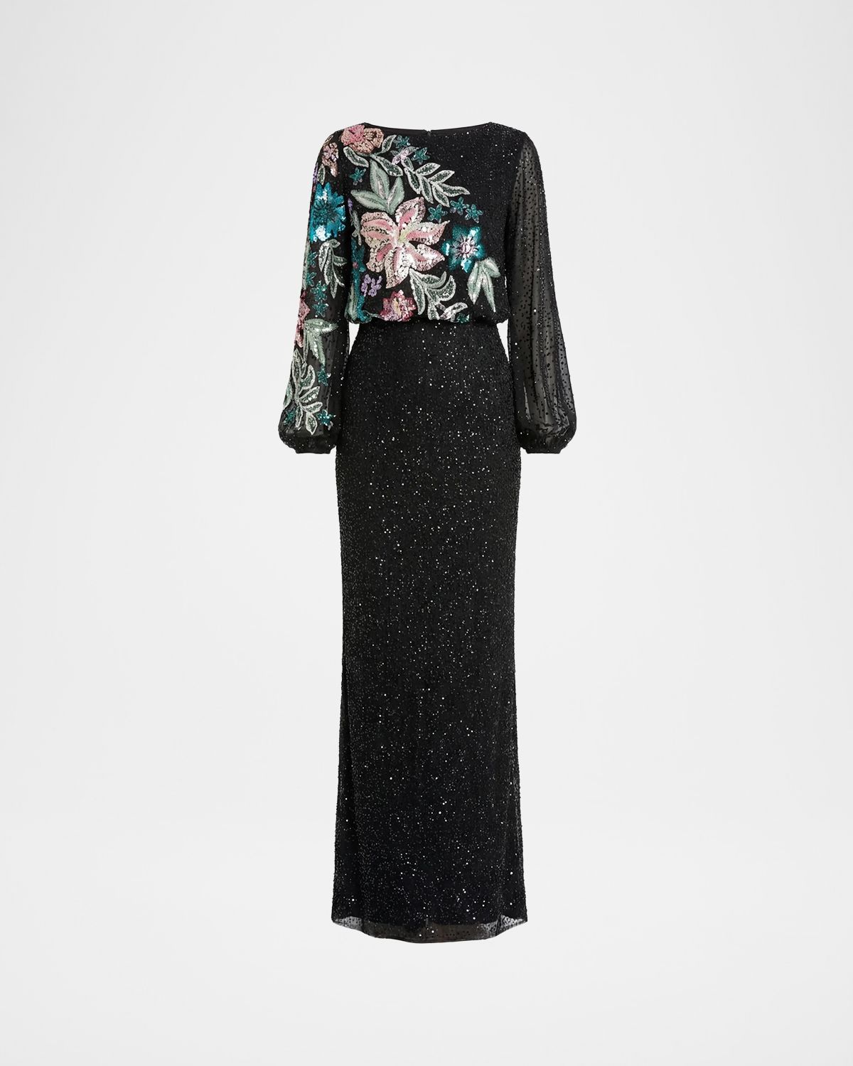 Mac Duggal Beaded Floral Sequin Column Gown - Women's Clothing