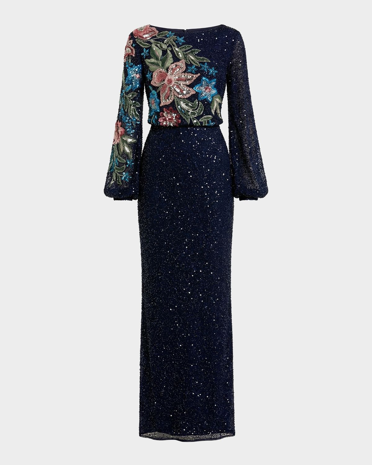 Mac Duggal Beaded Floral Sequin Column Gown | Thumbnail 6