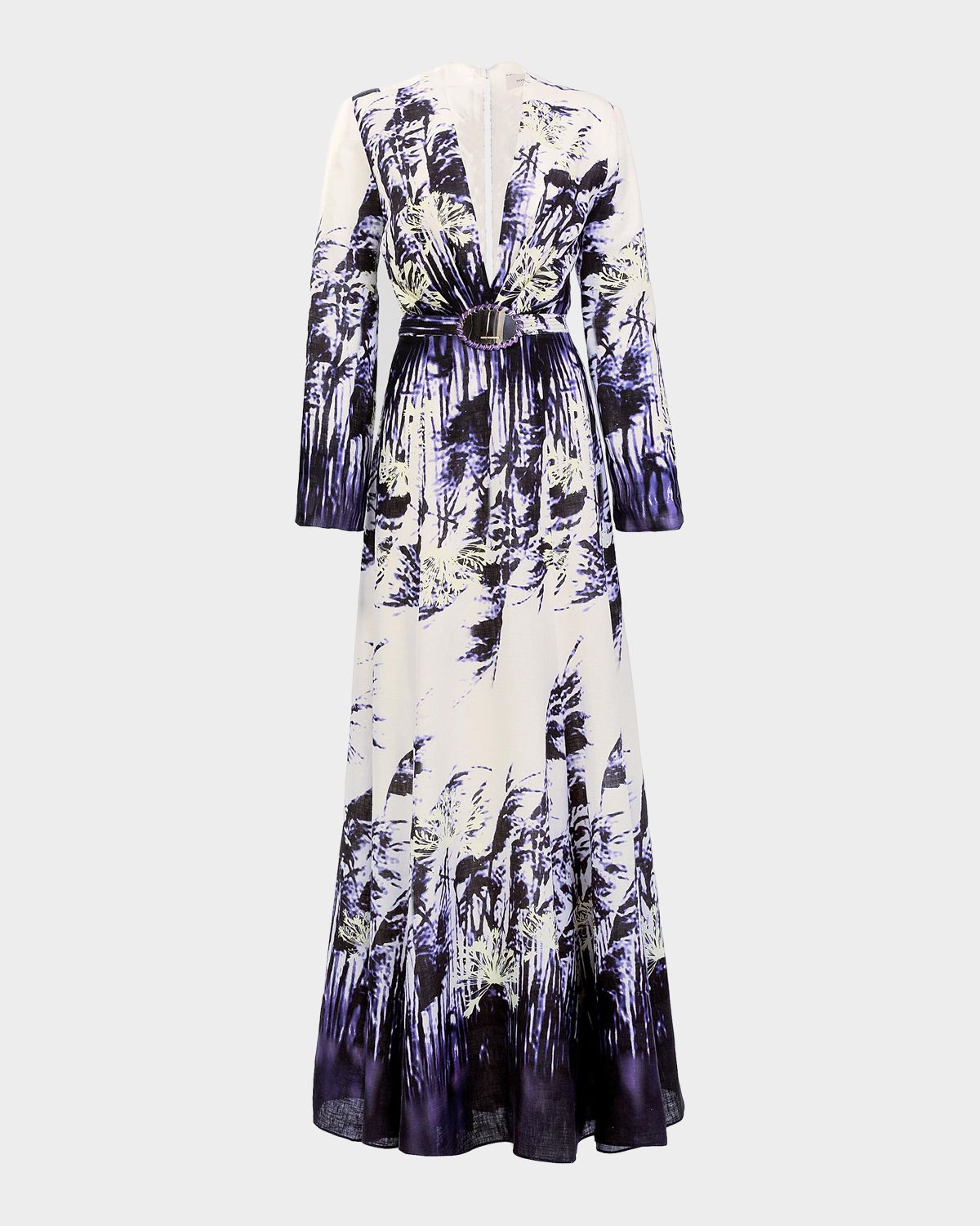 Silvia Tcherassi Kady Palm-Printed Linen Maxi Dress
