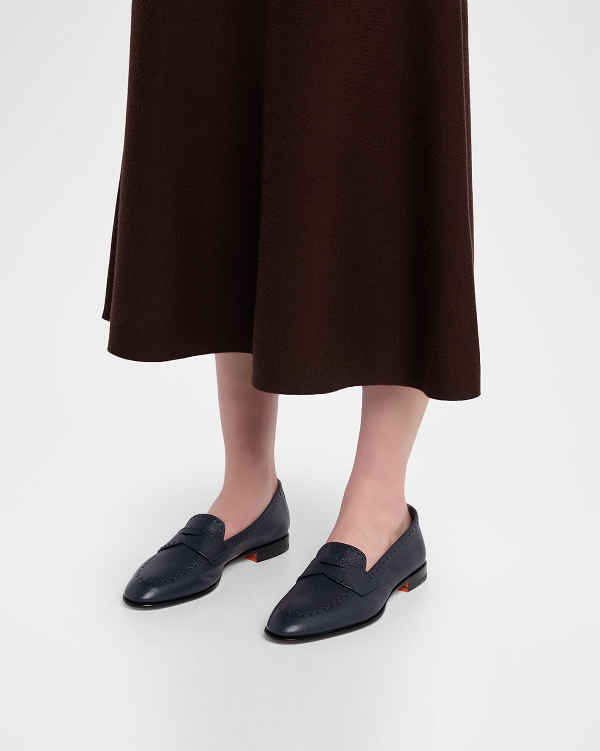 Santoni Marlene Leather Penny Loafers