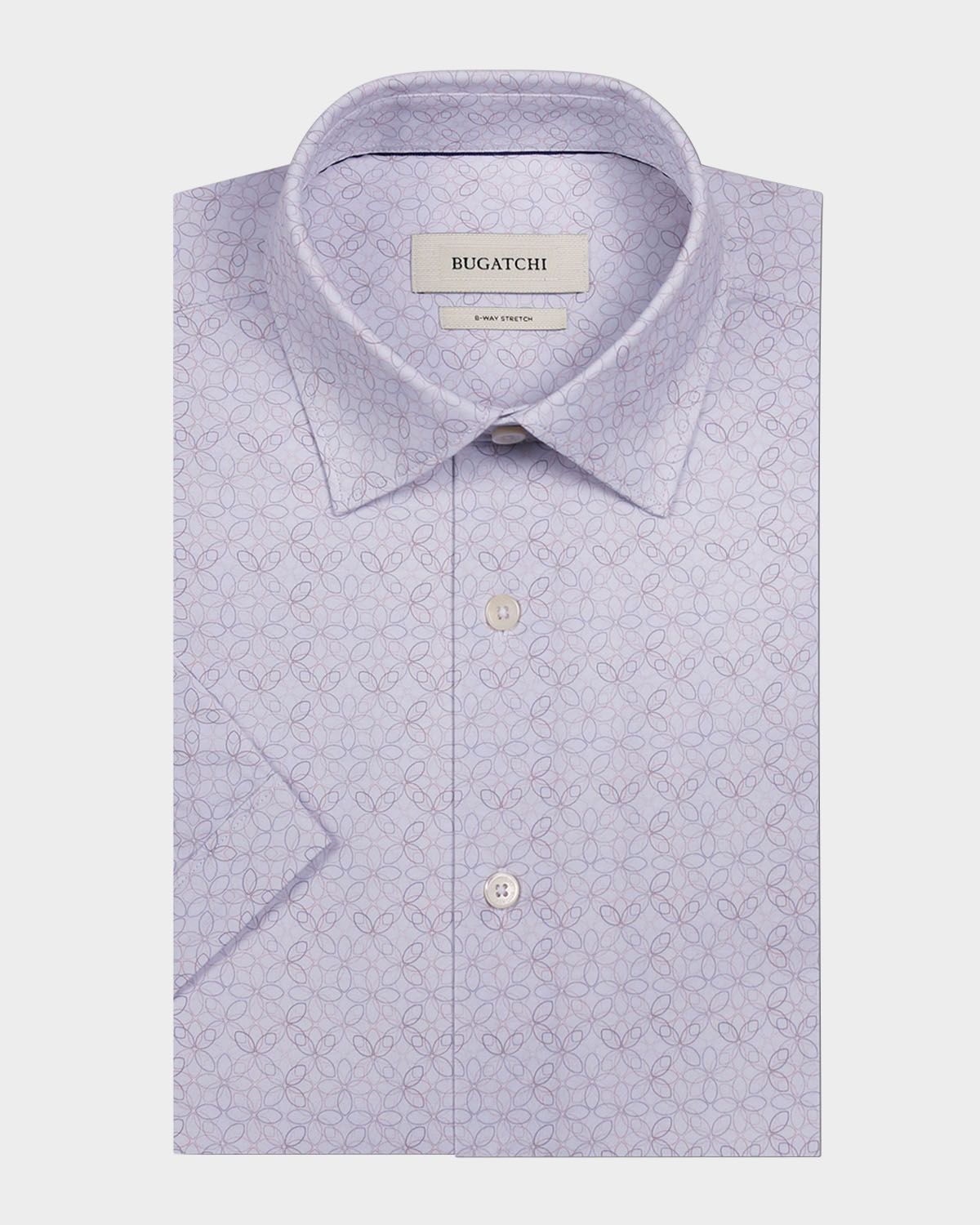 Bugatchi Men 's Miles Geometric-Print OoohCotton Short-Sleeve Shirt