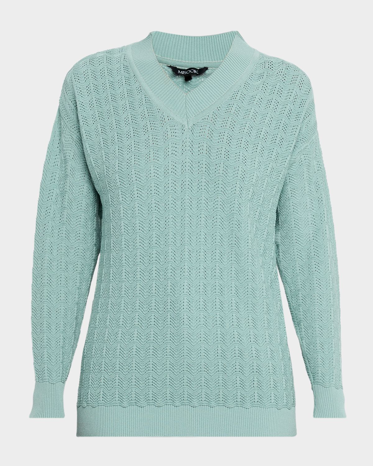 Misook Relaxed Soft Pointelle-Knit Sweater