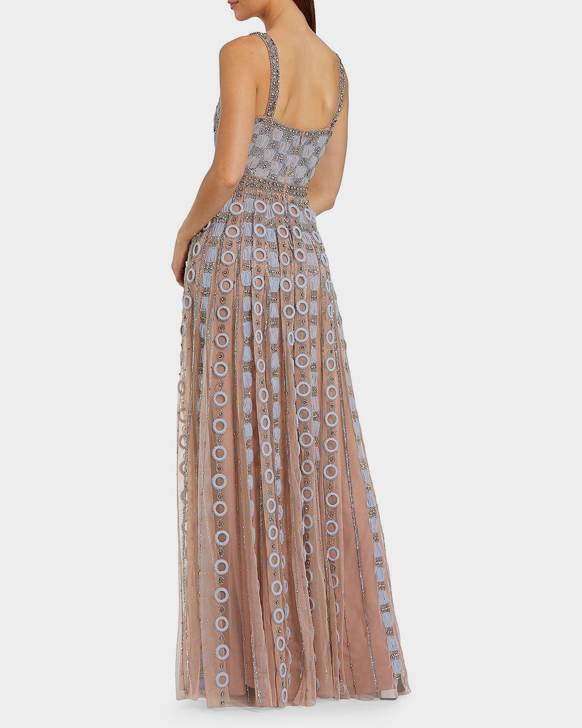 Mac Duggal Square-Neck Embroidered Mesh Gown | Thumbnail 3 Mac Duggal Square-Neck Embroidered Mesh Gown | Thumbnail 3