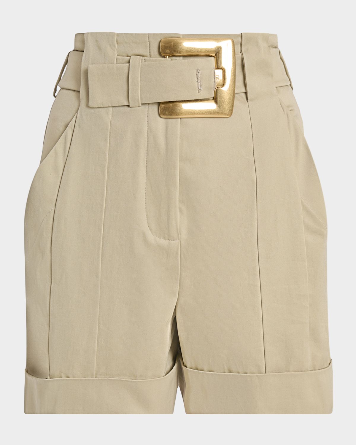 Balmain High-Rise Belted Cuffed Shorts