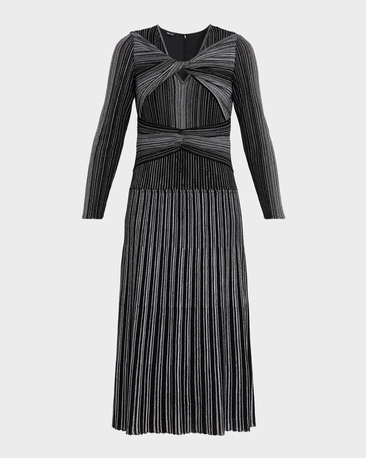 Misook Twist-Front Knit Midi Dress
