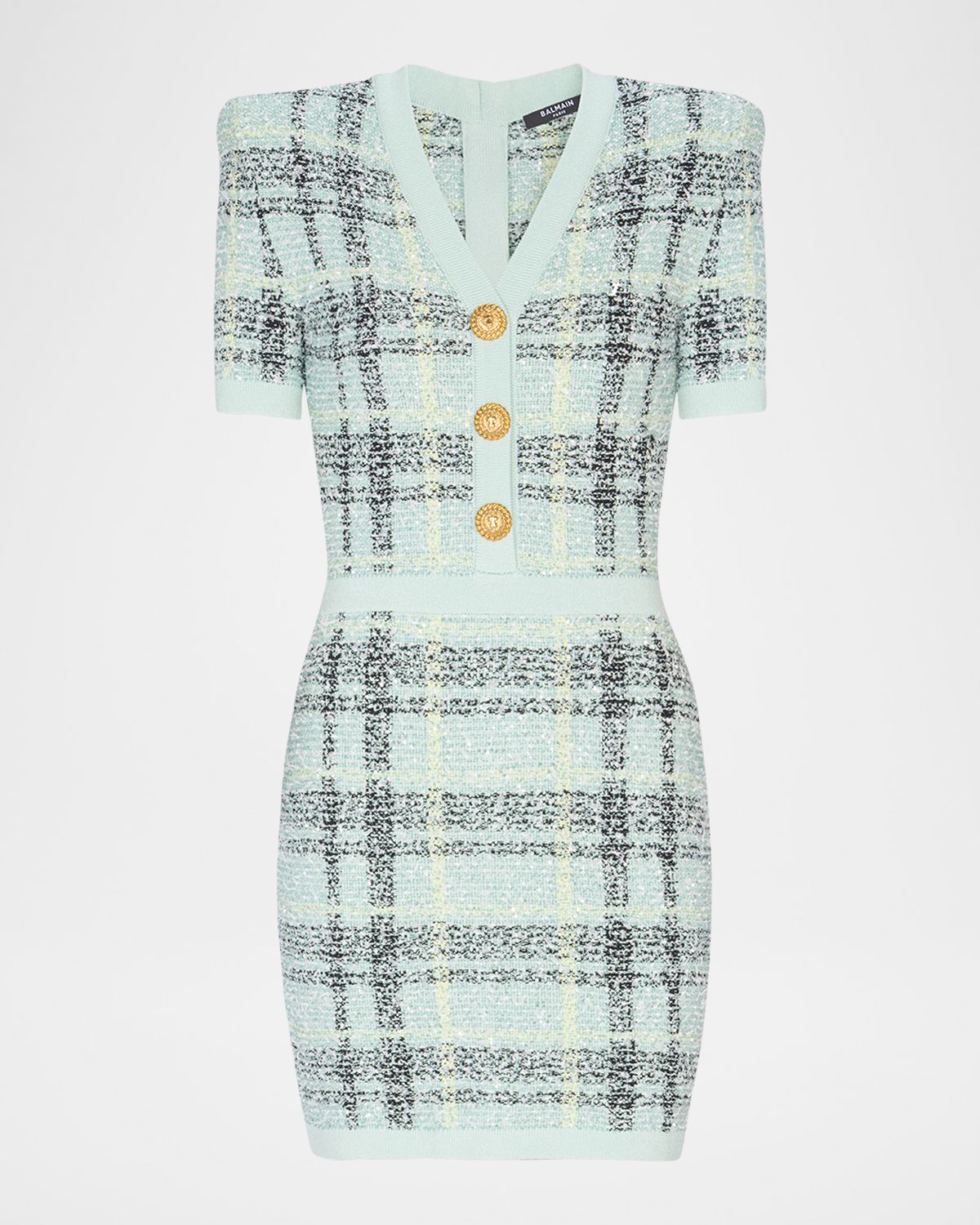 Balmain Short Glitter Tweed Dress