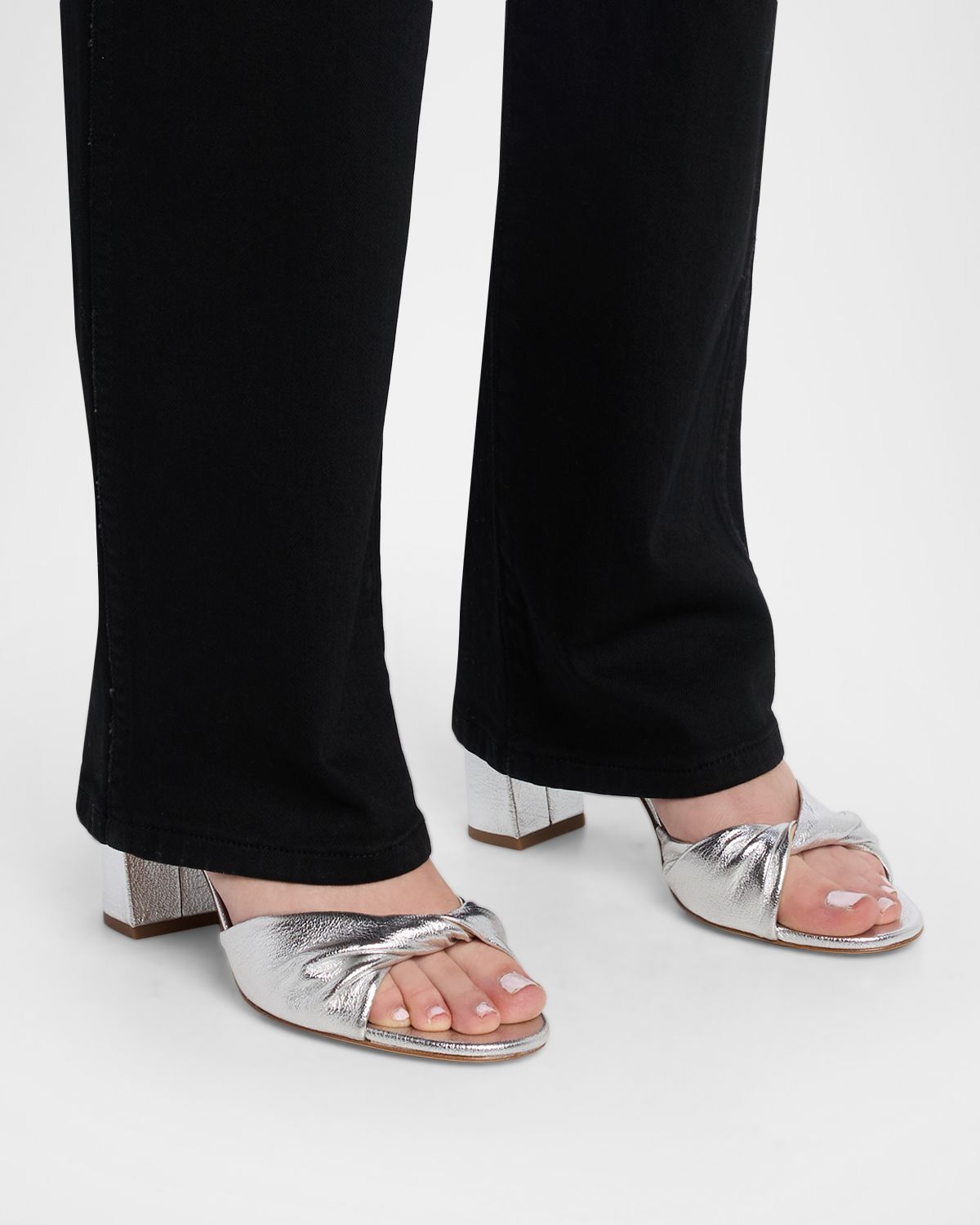 Veronica Beard 75mm Tullia Metallic Leather Block-Heel Sandals