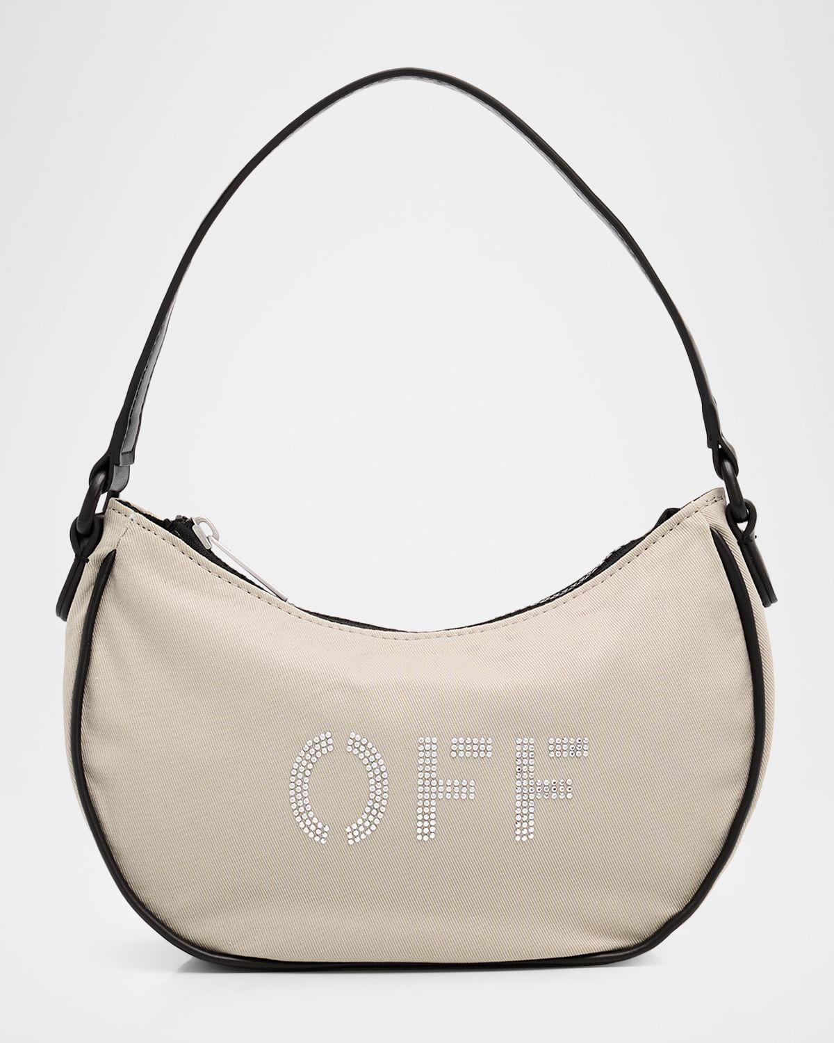 Off-White Girl 's Rhinestone Logo Hobo Bag