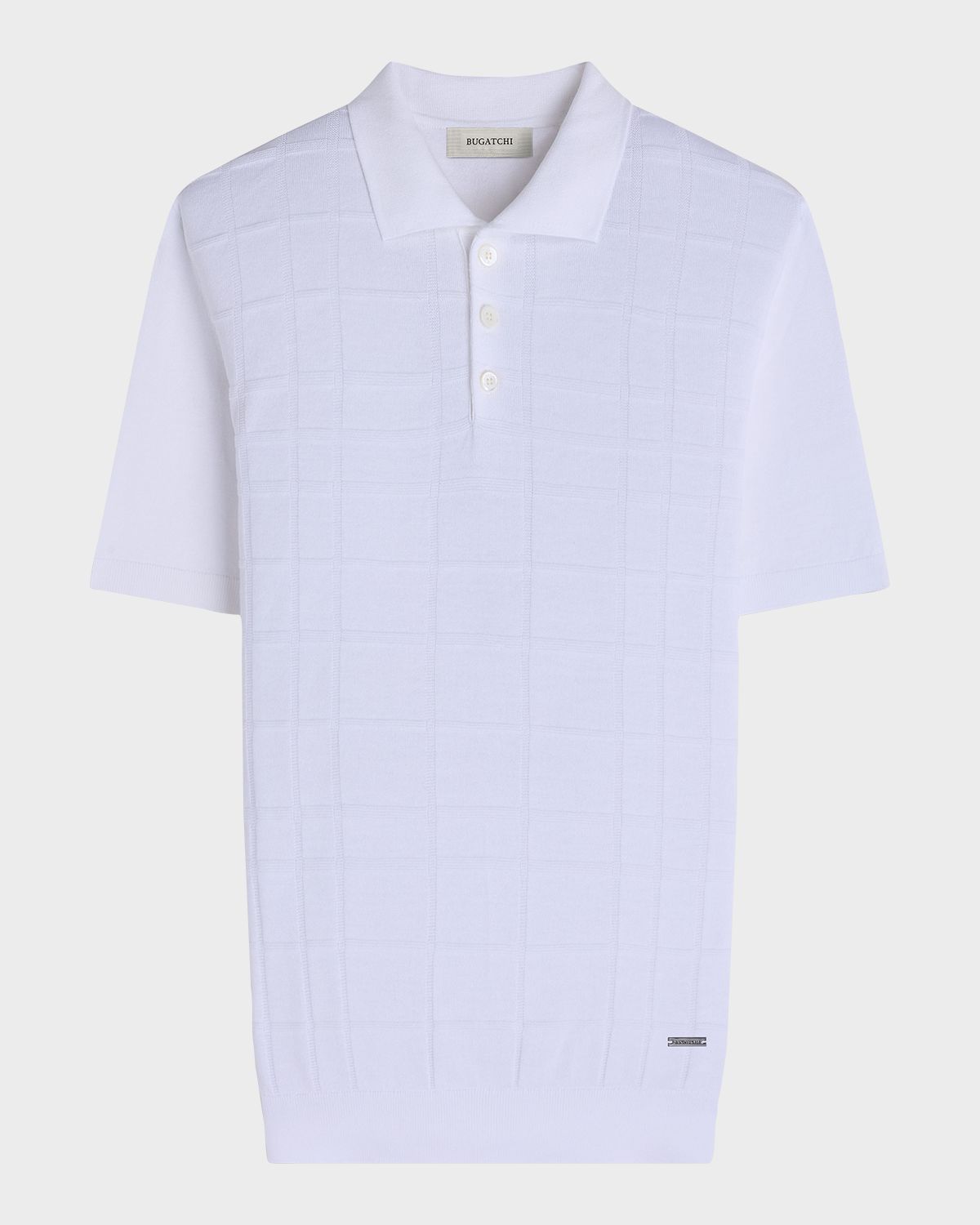 Bugatchi Men 's Textured Grid Short-Sleeve Polo Sweater