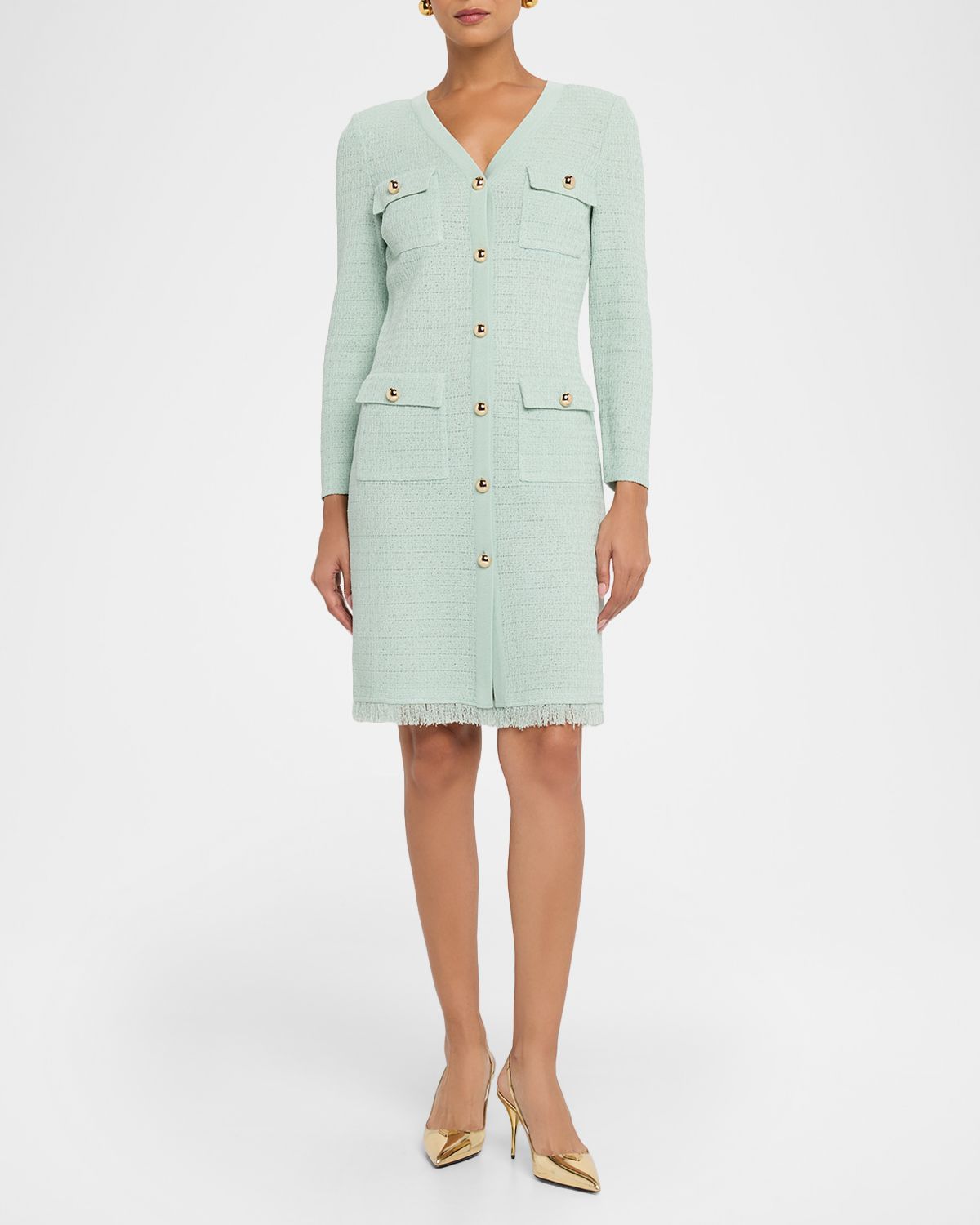 Misook Heritage Tonal Fringe-Trim Knit Jacket