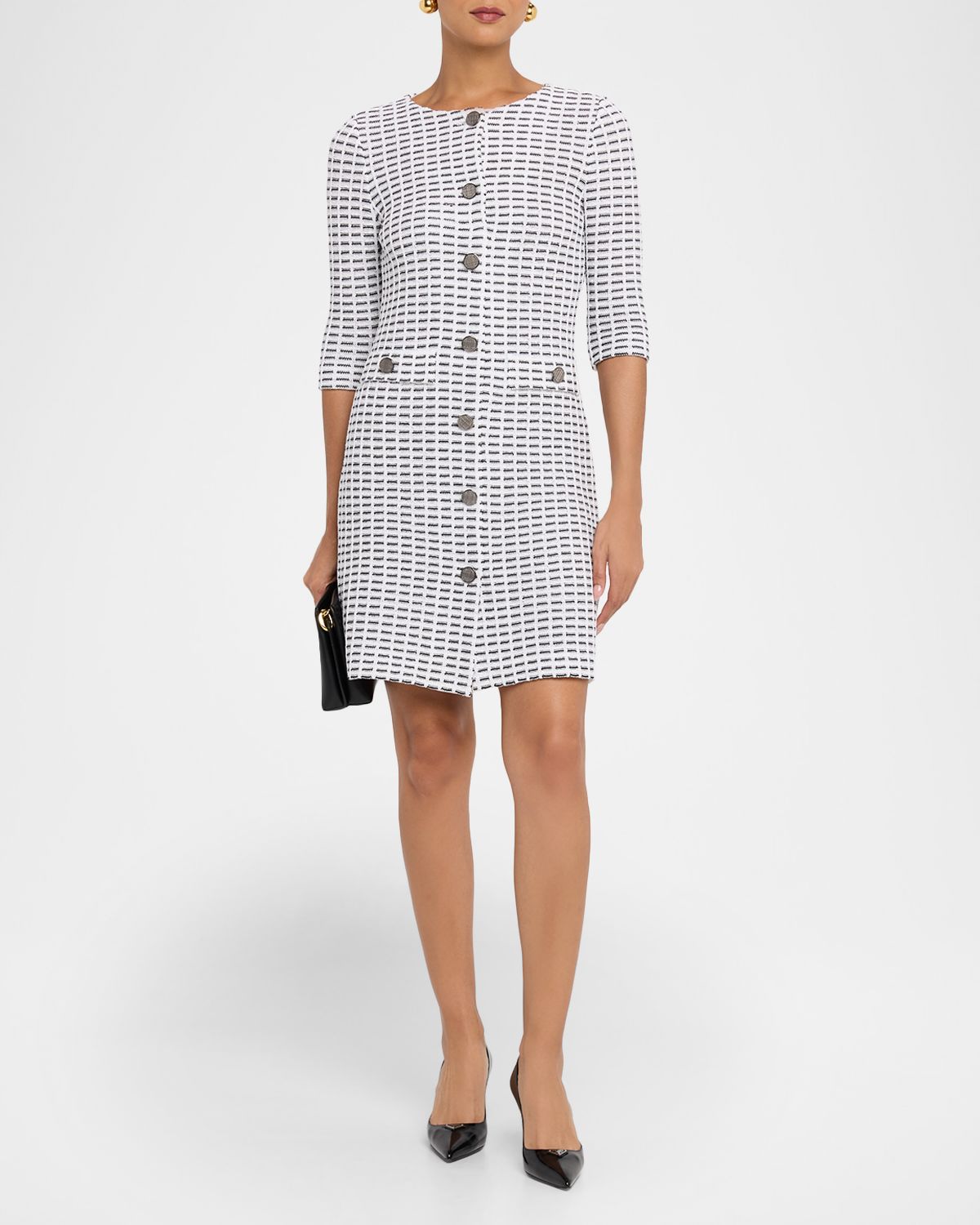 Misook Two-Tone Tweed Knit Sheath Dress