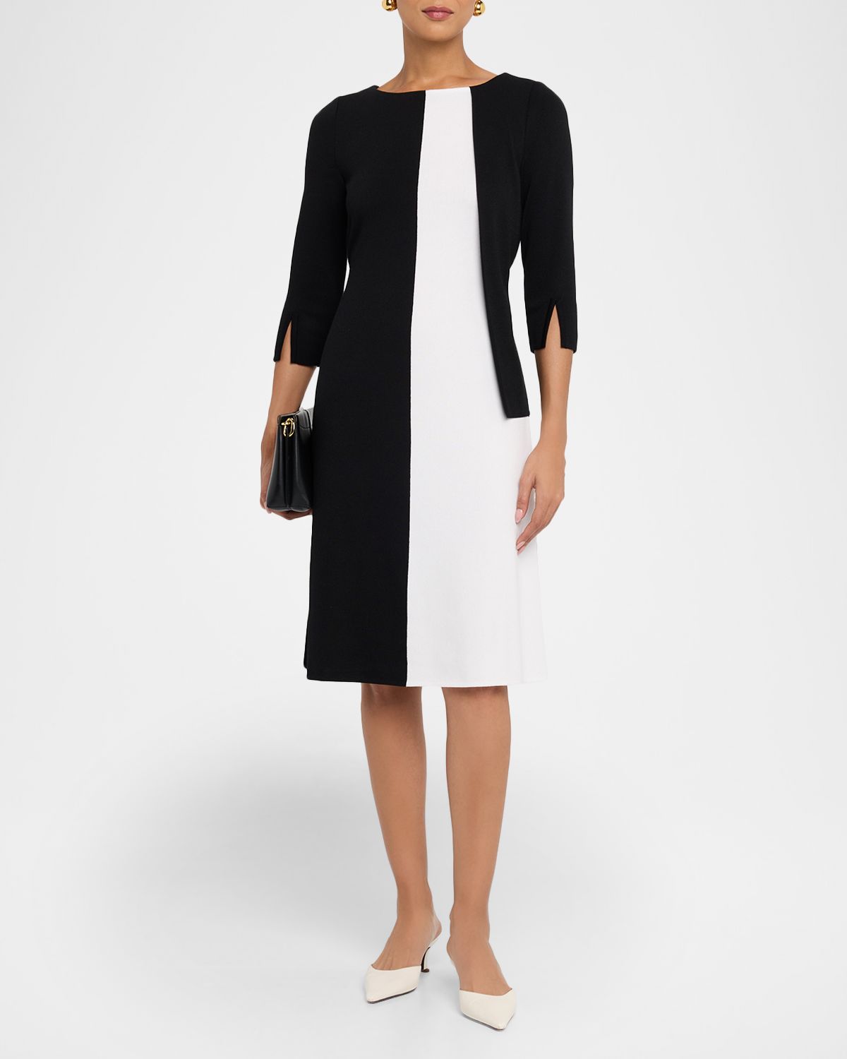 Misook A-Line Colorblock Soft Knit Dress