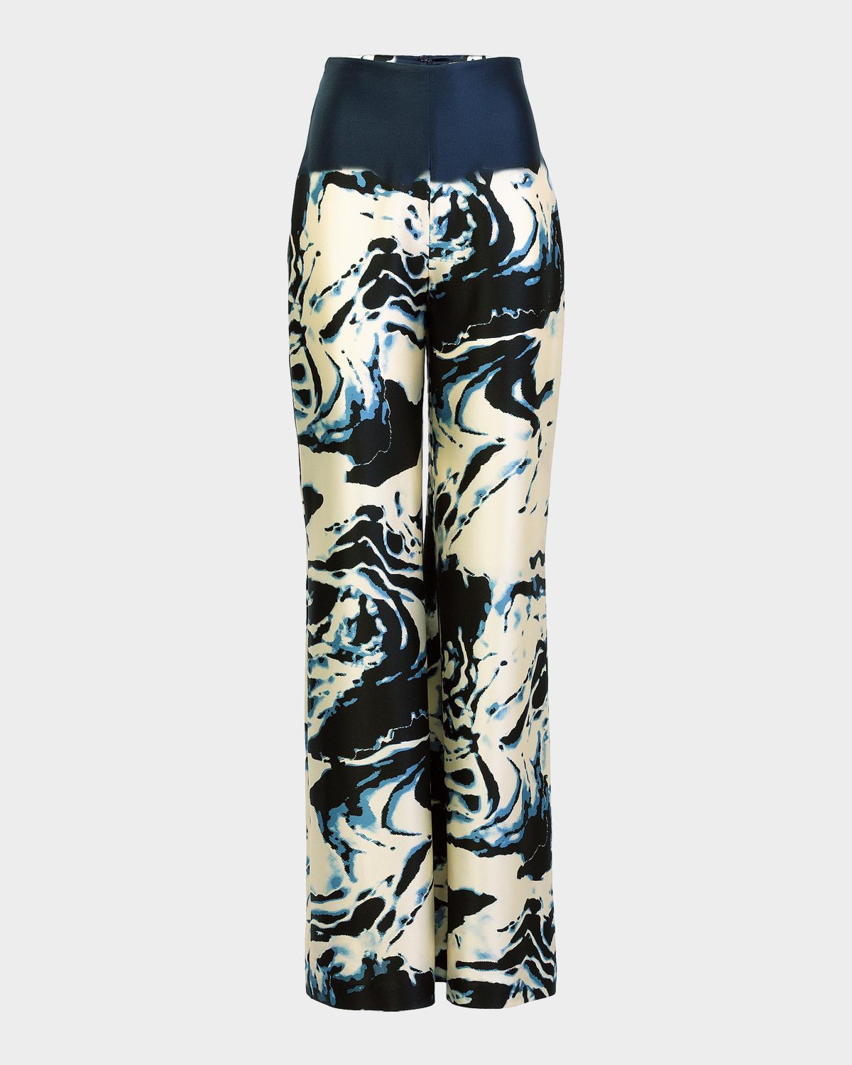 Silvia Tcherassi Como Marbleized Silk Wide-Leg Pants