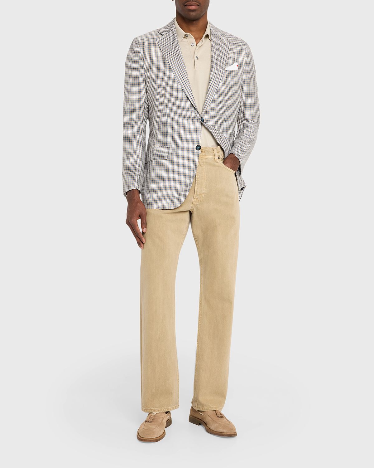 Kiton Men's Cashmere, Silk and Linen Houndstooth Check Sport Coat