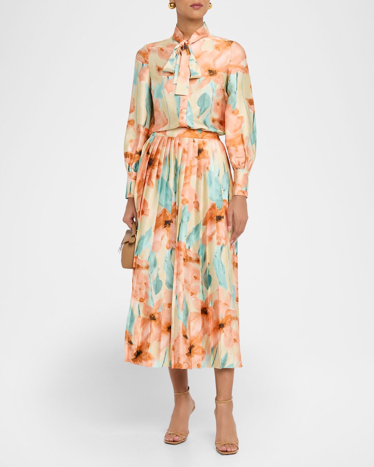 Misook Floral-Print Crepe De Chine Blouse