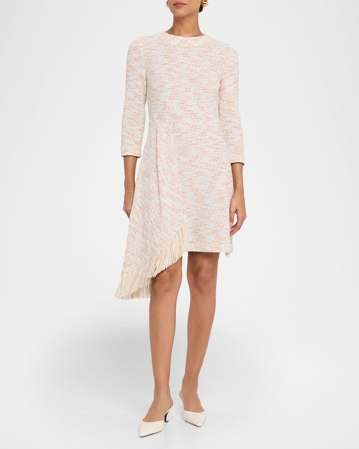 Misook A-Line Melange Tweed Knit Midi Dress