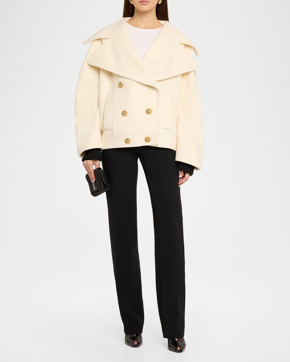 Balmain 6-Button Wool-Cashmere Oversized Coat