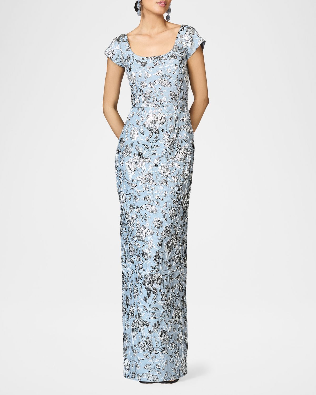 Sachin & Babi Metallic Floral Cloque Column Gown | Thumbnail 5 Sachin & Babi Metallic Floral Cloque Column Gown | Thumbnail 5