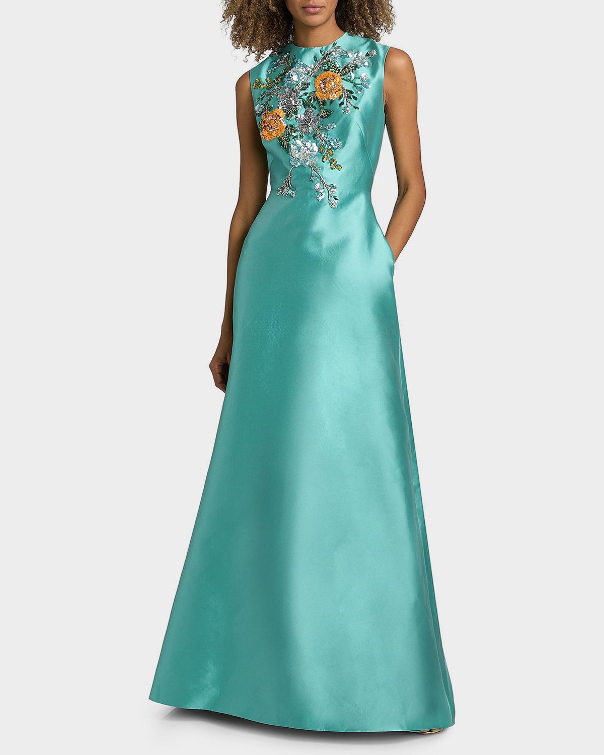 Reem Acra Petals, Spice, & Whispers of Plumage Fit & Flare Gown